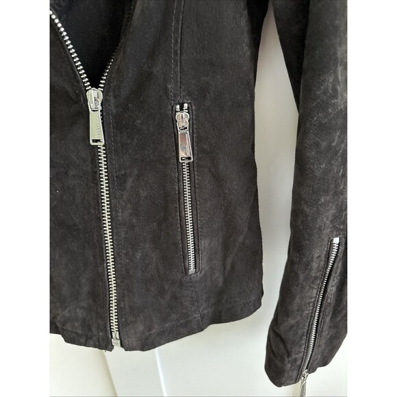 BCBG Generation Black Leather Suede Moto Jacket Womens XS - Picture 5 of 13